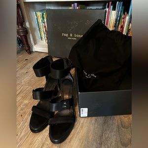 rag & bone Black Leather, Suede High Heel Sandals NEW never worn, in box sz 37.5